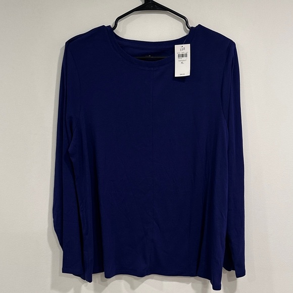 J. Jill Deep Blue Long Sleeve Tee - Picture 1 of 4